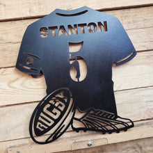 Load image into Gallery viewer, Personalised Rugby Shirt Bedroom Decor Sign