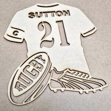 Load image into Gallery viewer, Personalised Rugby Shirt Bedroom Decor Sign