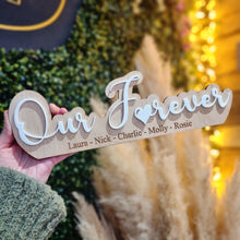 Load image into Gallery viewer, Personalised Our Forever - White/Brown & Oak Sign