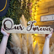 Load image into Gallery viewer, Personalised Our Forever - White/Brown & Oak Sign