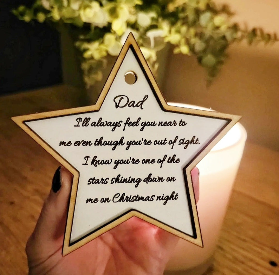 Christmas Star Remembrance Decoration ANY name (BUY ONE GET ONE FREE