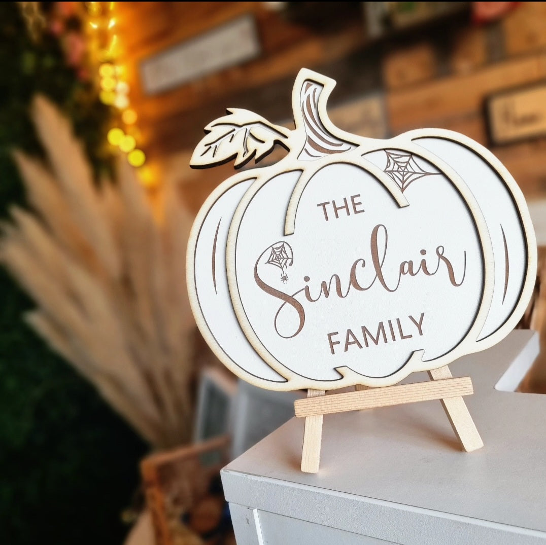 Personalised Family Pumpkin with Easel The Little Red Hut