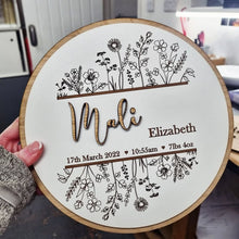 Load image into Gallery viewer, Personalised Baby Birth Botanical Oak Sign