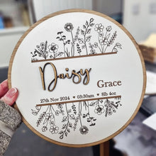 Load image into Gallery viewer, Personalised Baby Birth Botanical Oak Sign
