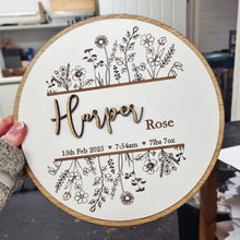 Load image into Gallery viewer, Personalised Baby Birth Botanical Oak Sign