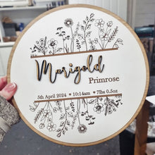 Load image into Gallery viewer, Personalised Baby Birth Botanical Oak Sign