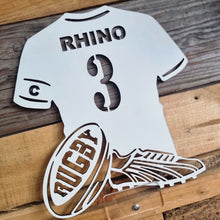 Load image into Gallery viewer, Personalised Rugby Shirt Bedroom Decor Sign