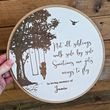 Load image into Gallery viewer, Personalised Siblings/Wings to fly Oak Sign