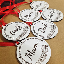 Load image into Gallery viewer, Feathers appear Christmas Decoration- ANY name