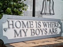 Load image into Gallery viewer, Home is where my boys are 3D Train/Street Sign (GREY)