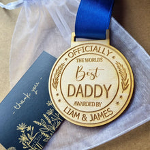 Load image into Gallery viewer, Personalised Best Daddy Wooden Medal