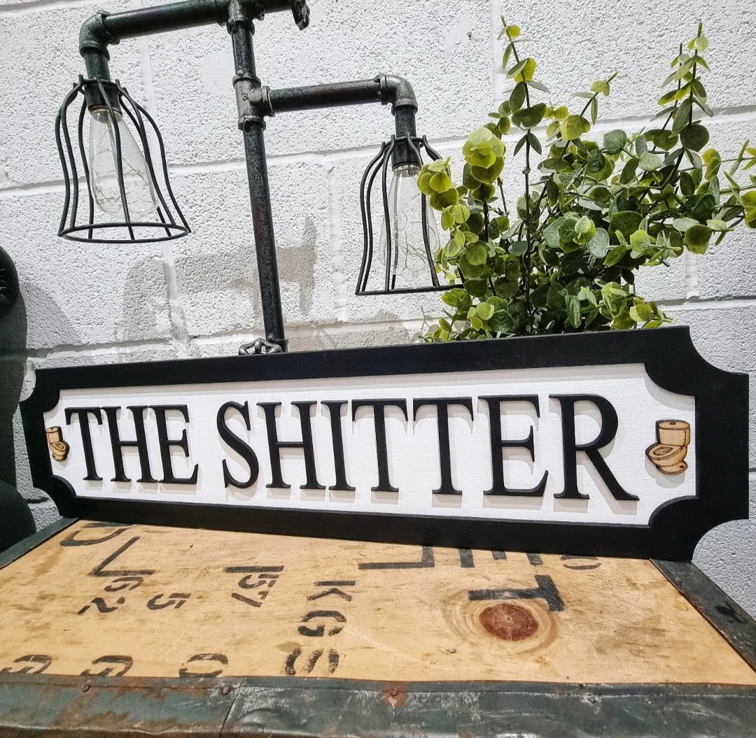 The Shitter 3D Train/Street Sign The Little Red Hut
