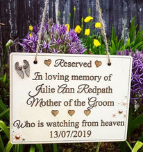 Load image into Gallery viewer, 20cm x 15cm Reserved/In Loving Memory Wedding Sign