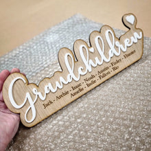 Load image into Gallery viewer, Personalised Grandchildren Sign - White &amp; Oak
