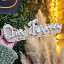 Load image into Gallery viewer, Personalised Our Forever - White/Brown &amp; Oak Sign
