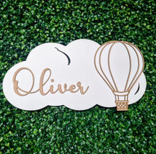 Load image into Gallery viewer, Personalised Hot Air Balloon/Cloud Nursery Sign
