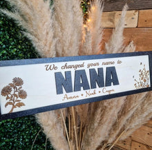 Load image into Gallery viewer, Personalised &quot;We changed your name to (name)&quot; 3D Birch Sign
