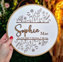 Load image into Gallery viewer, Personalised Baby Birth Botanical Oak Sign
