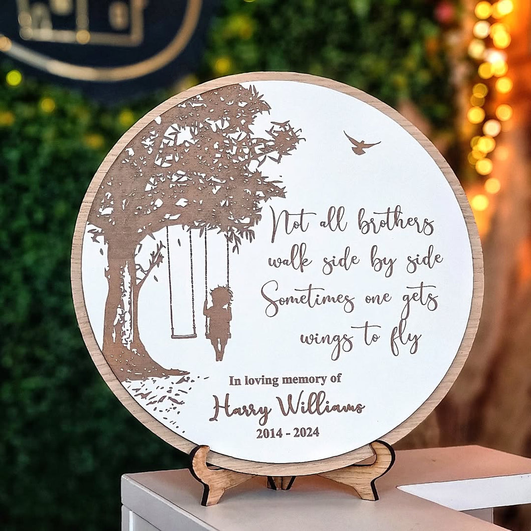 Personalised Siblings/Wings to fly Oak Sign