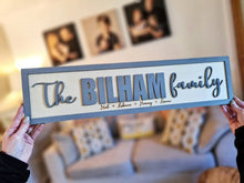 Load image into Gallery viewer, Personalised Family Grey and Birch 3D Sign
