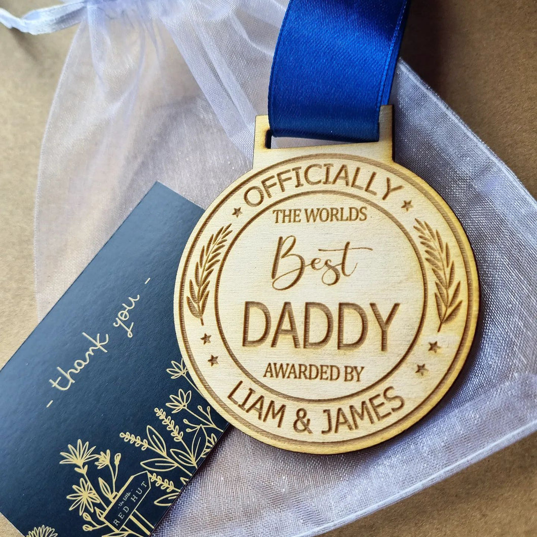Personalised Best Daddy Wooden Medal