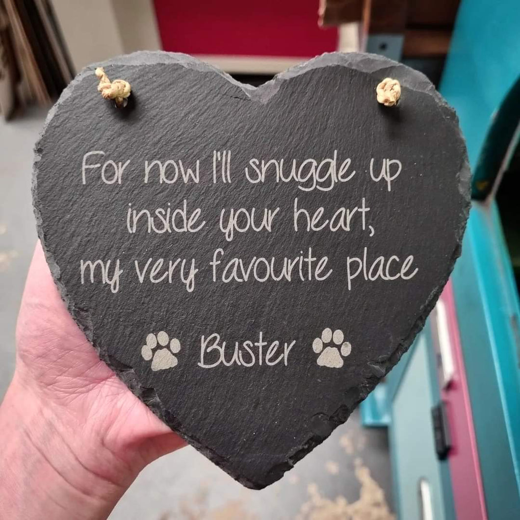 My favourite Place Pet Memorial Slate Heart