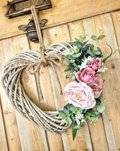 Load image into Gallery viewer, Blush &amp; Eucalyptus Heart Wreath
