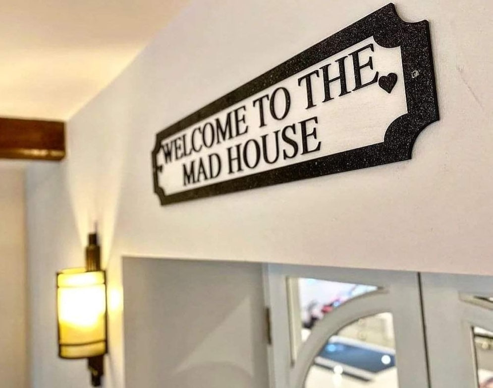 Welcome to the mad house 3D Train/Street Sign