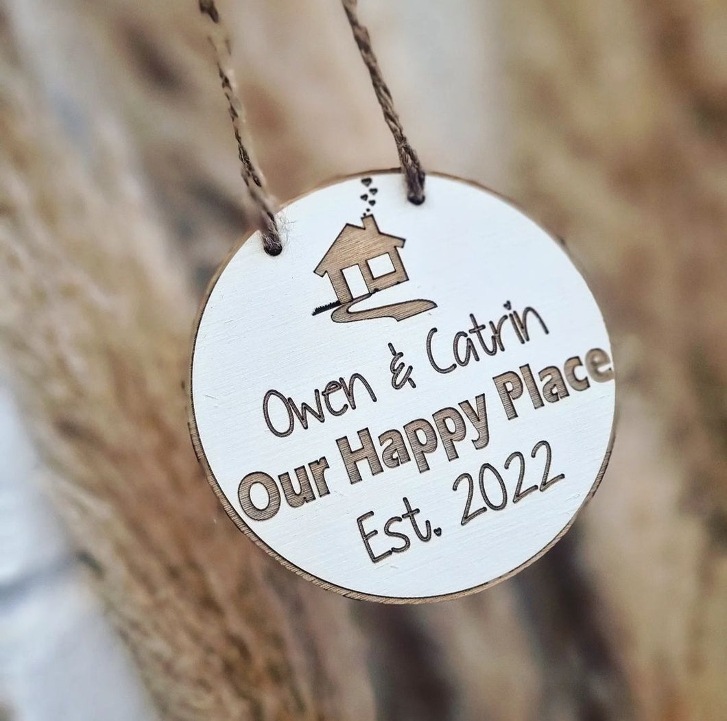 Personalised Our Happy Place Circular Sign