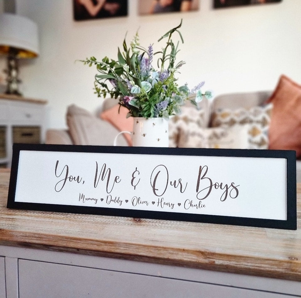 Personalised You, Me & Our Boys Country Sign